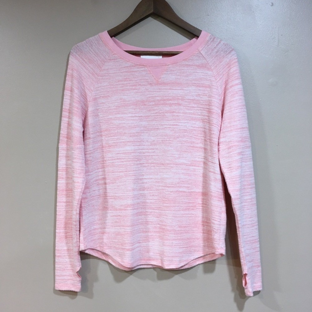 Six/Fifty Lightweight Sweatshirt Womens M Pink Space Dye Loungewear Thumbholes